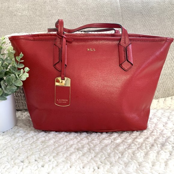Lauren Ralph Lauren Handbags - Lauren Ralph Lauren Tate Classic Tote Bag (Red)